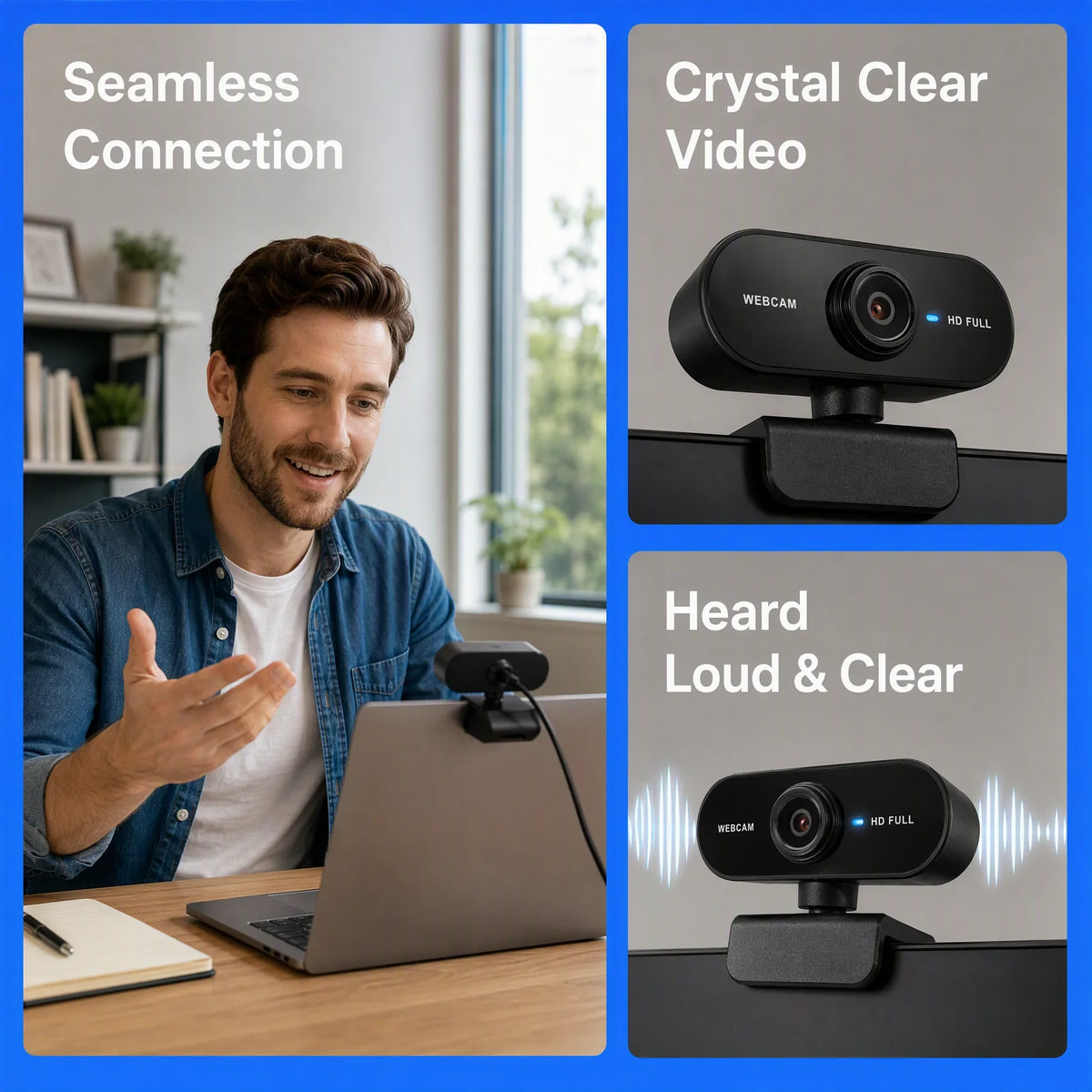 Webcam USB con Micrófono 360°