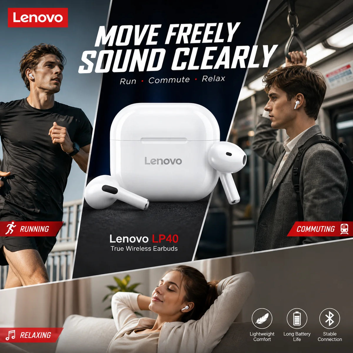 Auriculares Lenovo LP40 Bluetooth 5.4