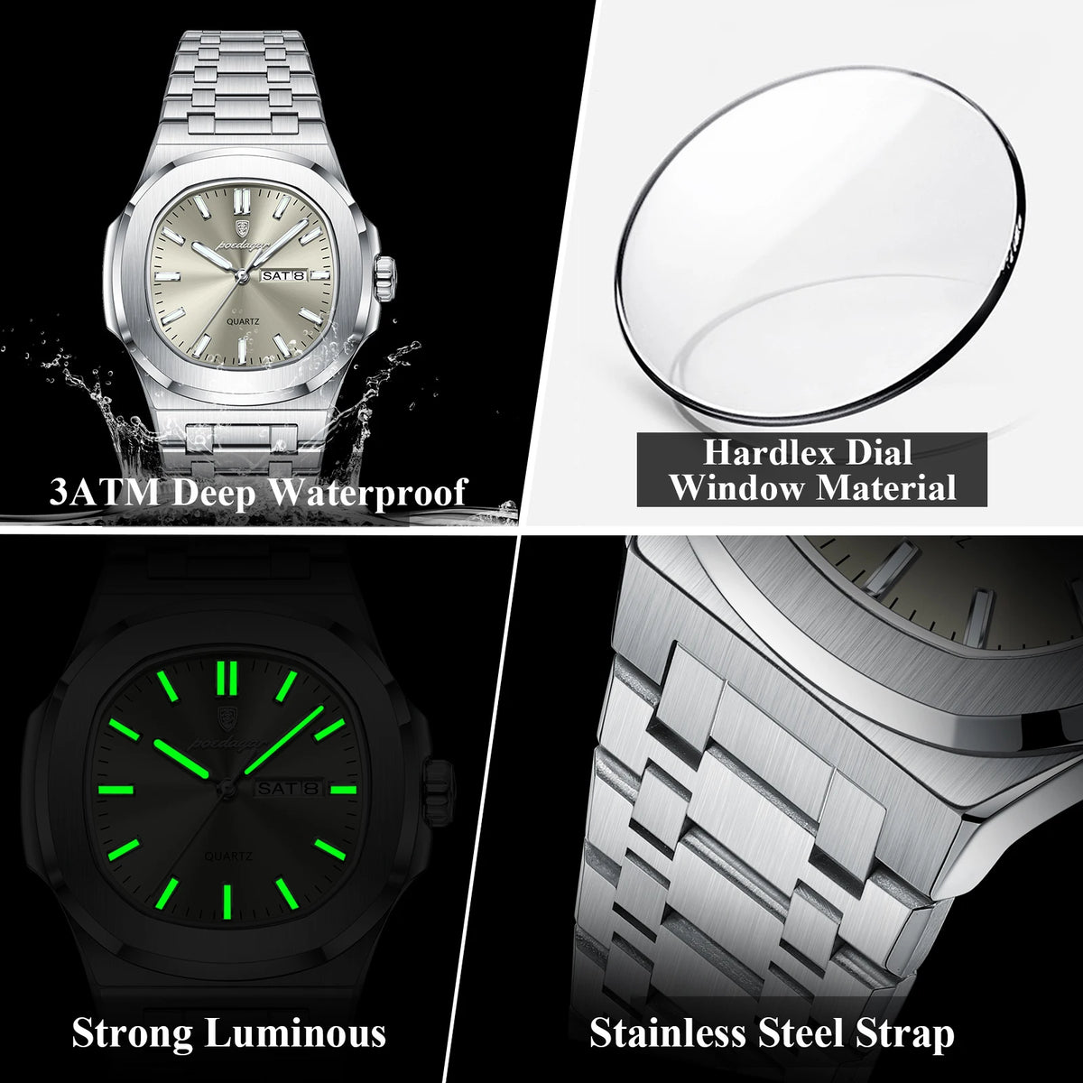 Reloj POEDAGAR Militar Cuadrado con Caja